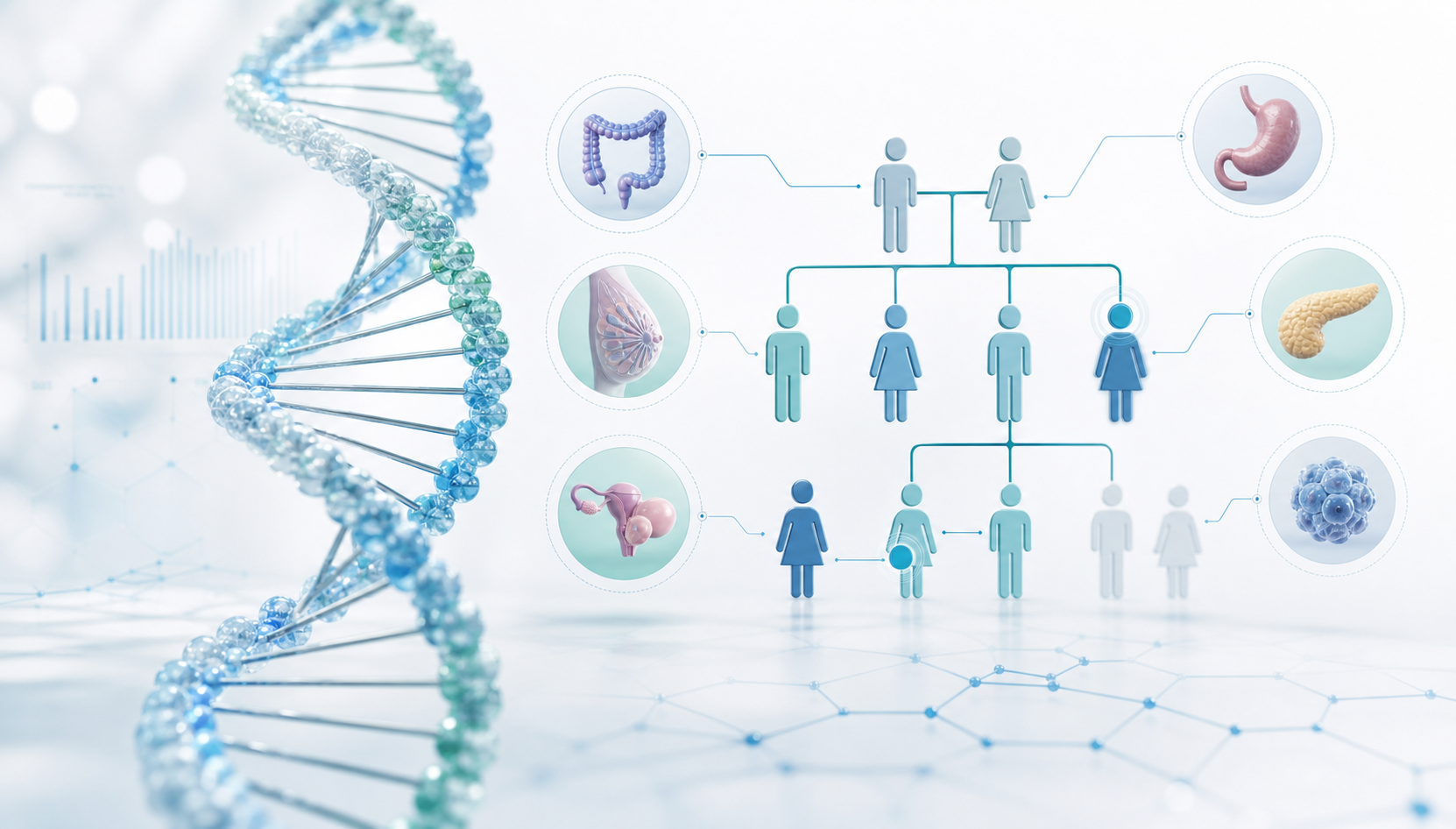DNA 與家族遺傳癌症風險示意圖